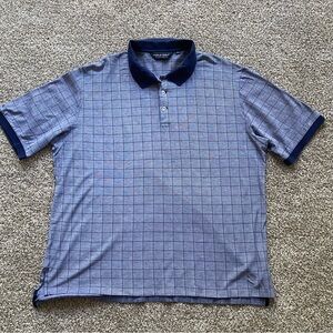 Polo Golf Blue Checkered 100% Pima Cotton Men's XXL Short Sleeve Polo Shirt